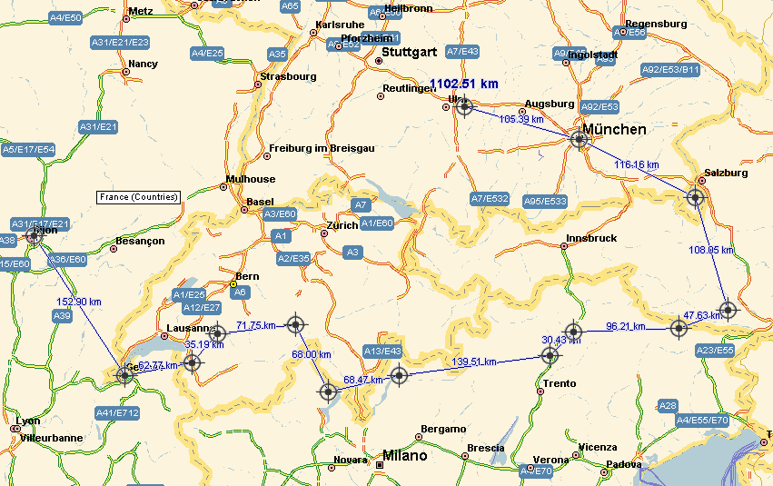 Kaart Fietsvakantie 2004